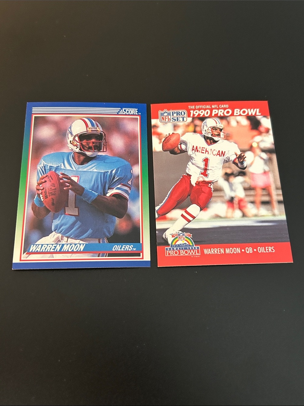 Warren Moon Football Trading Cards - Blue and Red